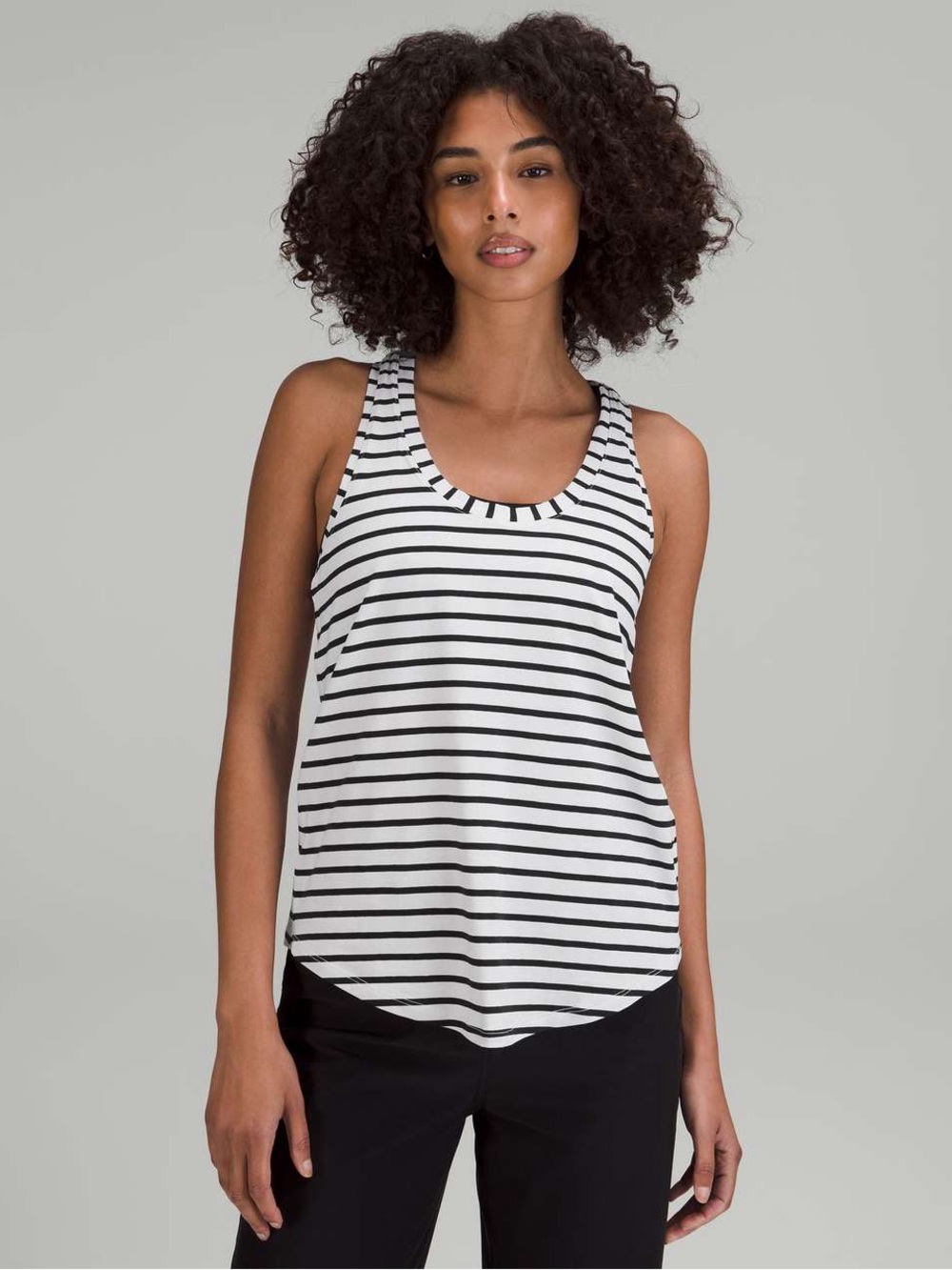 lululemon Love Tank Yachtie Stripe Black White Size 6 Racerback Scoop Neck